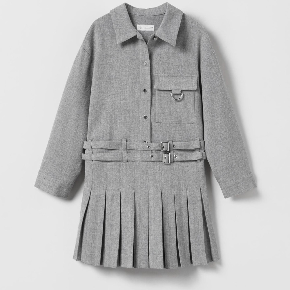 Zara girl double belt plead dress